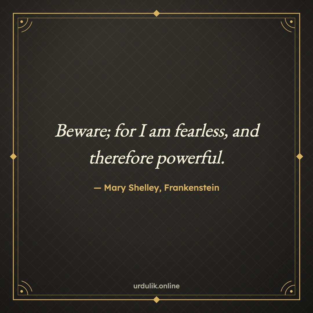 Beware; for I am fearless, and therefore powerful. — Mary Shelley, Frankenstein