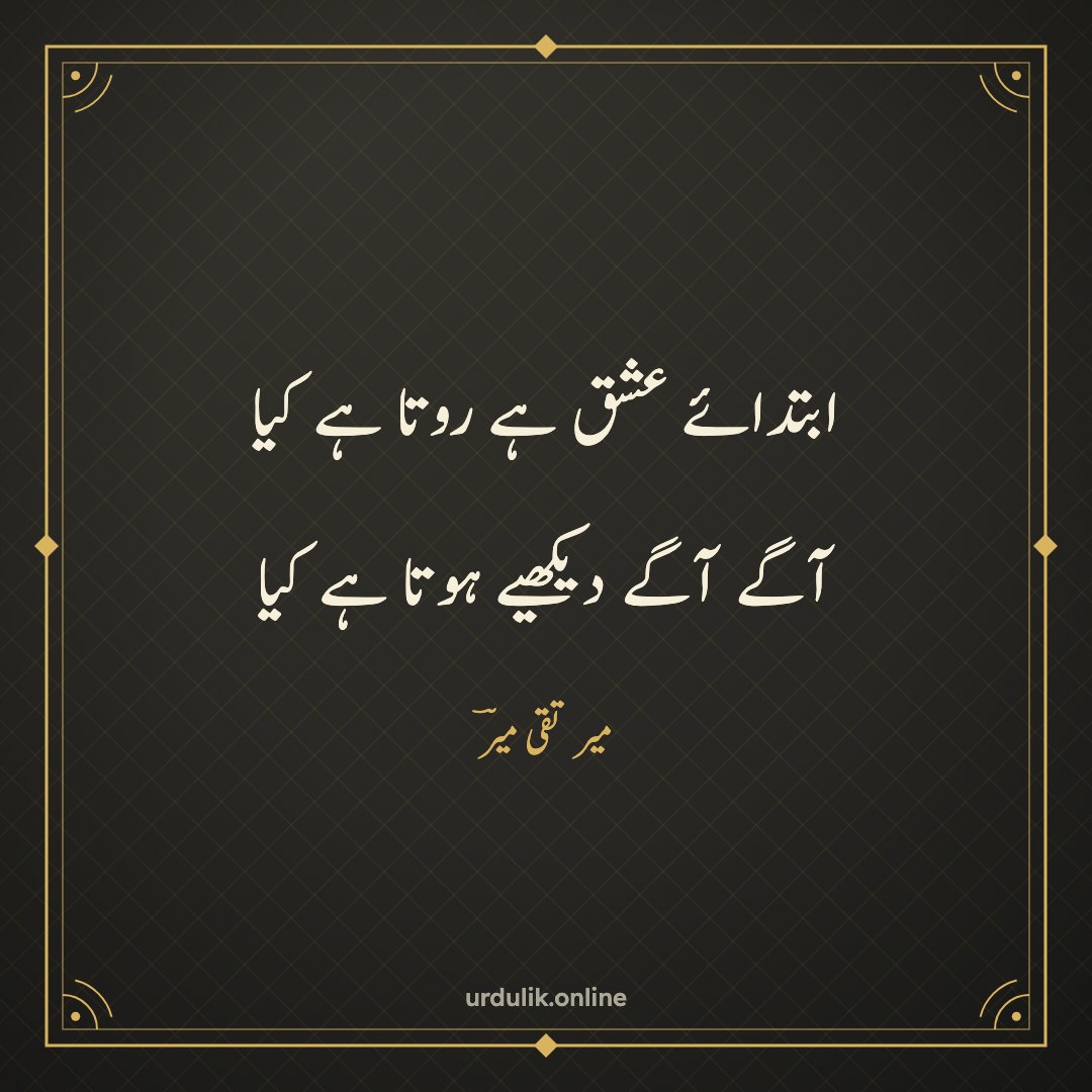 ابتدائے عشق ہے روتا ہے کیا / آگے آگے دیکھیے ہوتا ہے کیا — میر تقی میرؔ