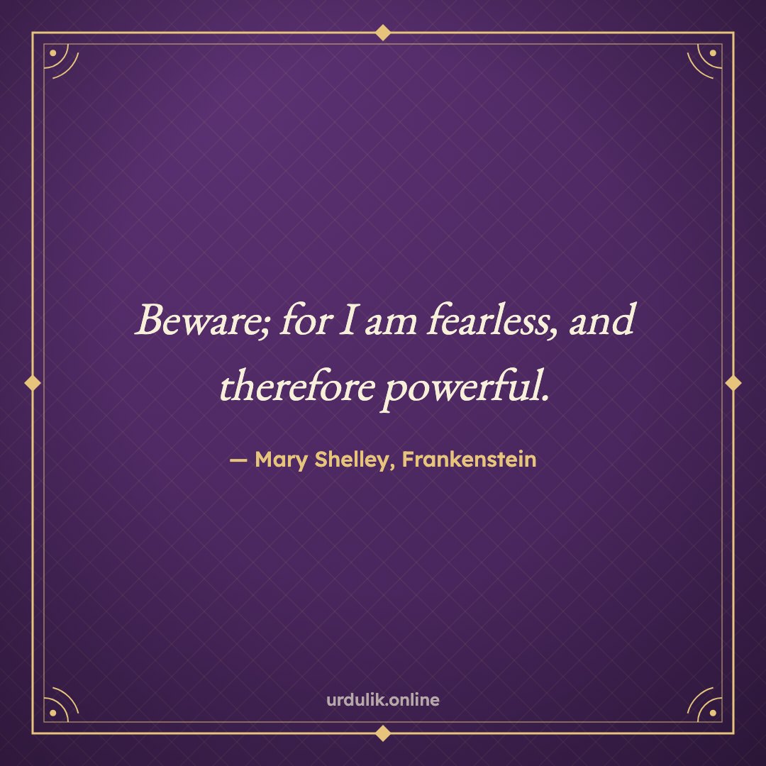 Beware; for I am fearless, and therefore powerful. — Mary Shelley, Frankenstein